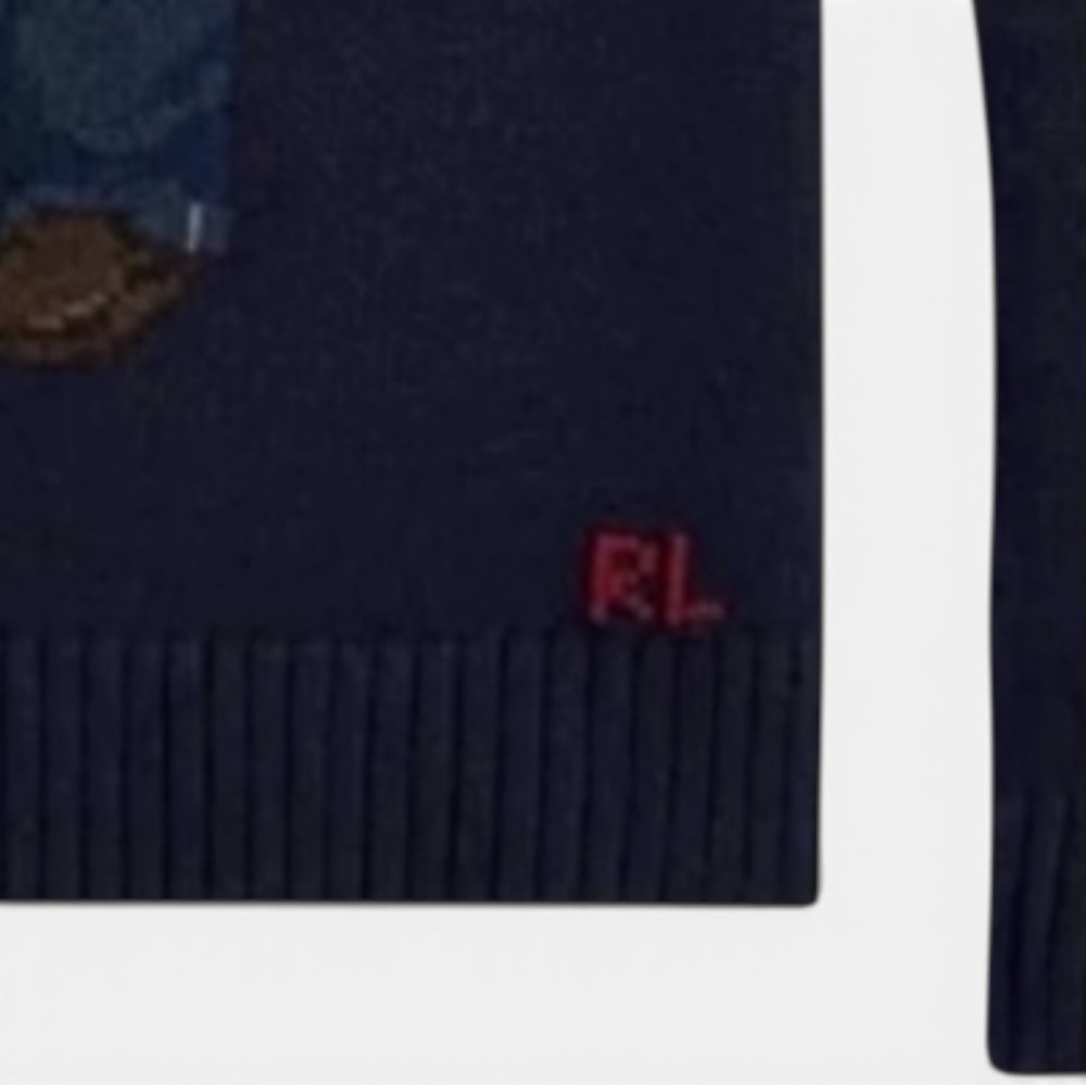 Vintage Polo Ralph Lauren Bear Sweater Navy Knit OG RL Polo Bear USA Flag - Picture 5 of 12